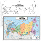 Russia Map Reference Chart – Laminated, Double-Sided 3-Ring Binder Insert (8.5 x 11 Inches) – Federal Subjects Major Cities