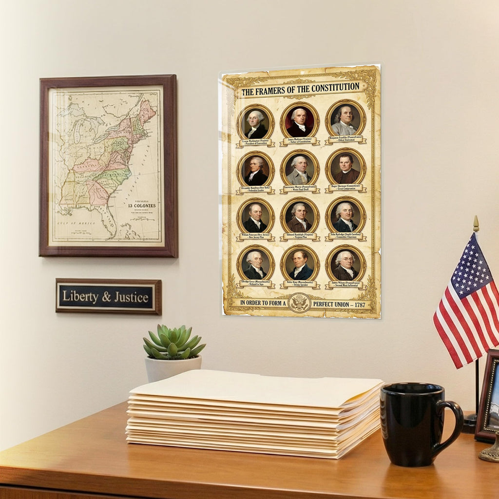 JELLY BEAN GENIUS Framers of the Constitution Poster - Founding Fathers Educational Wall Art - Laminated 11x17 - US History