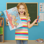 Laminated map of Asia poster with country labels and a printed QR code for audio lessons. — view 2