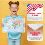 2026 Updated World Map Poster – 11x17 Laminated Dry Erase Study Map | Double-Sided Classroom Learning Tool with Color