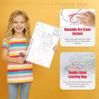 China Map Poster 11x17 | Laminated Double-Sided Geography Chart with Color Map Front & Blank Outline Back | Reusable