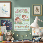 JELLY BEAN GENIUS Smell the Flower Blow the Pinwheel Breathing Poster for Kids – Deep Breathing & Emotional Awareness