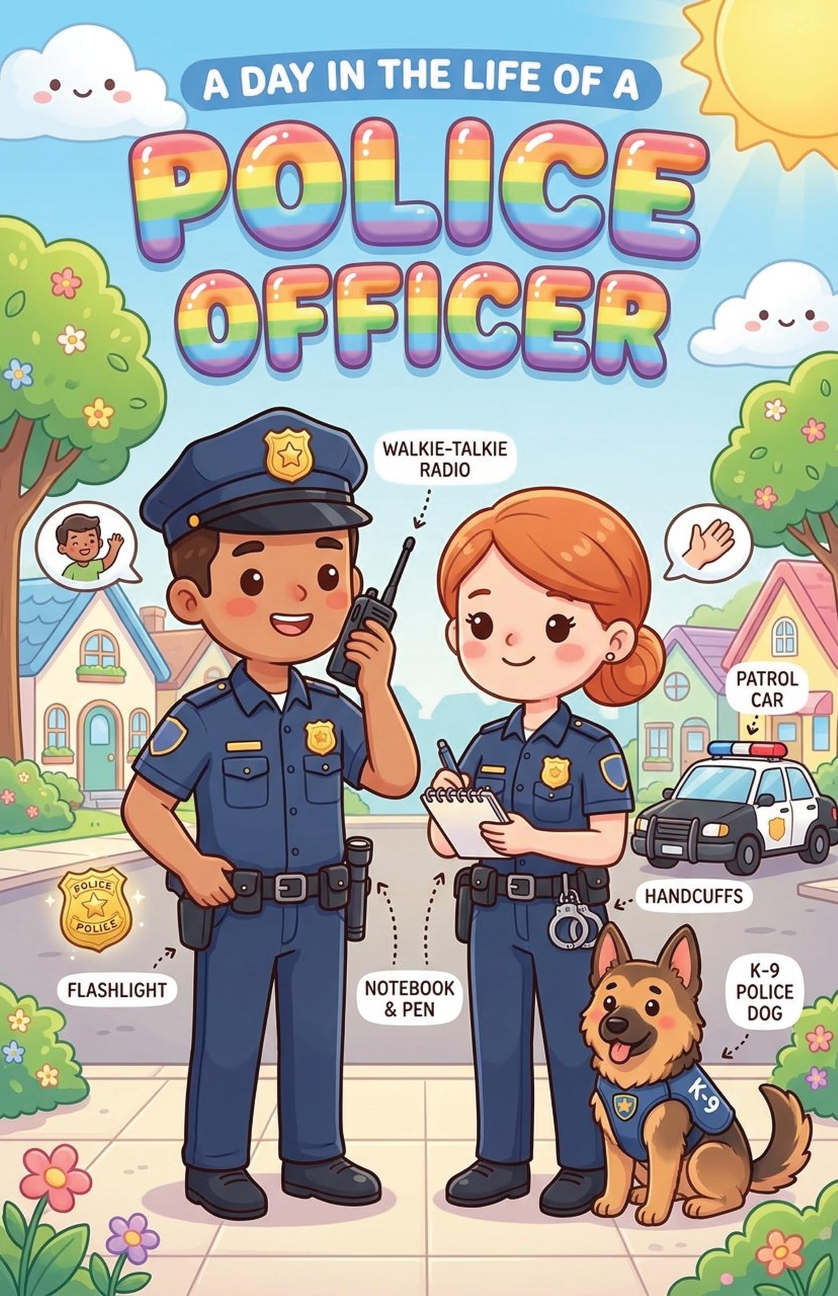 JELLY BEAN GENIUS Firefighter and Police Officer Poster for Kids – Laminated Double-Sided Community Helpers Career Wall Art