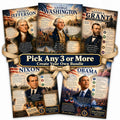 US Presidents Posters, Choose Any 3-5, American History, 8.5x11 Laminated