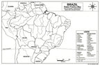 Brazil Map Poster 11x17 | Laminated Double-Sided Geography Chart with Color Map Front & Blank Outline Back | Reusable