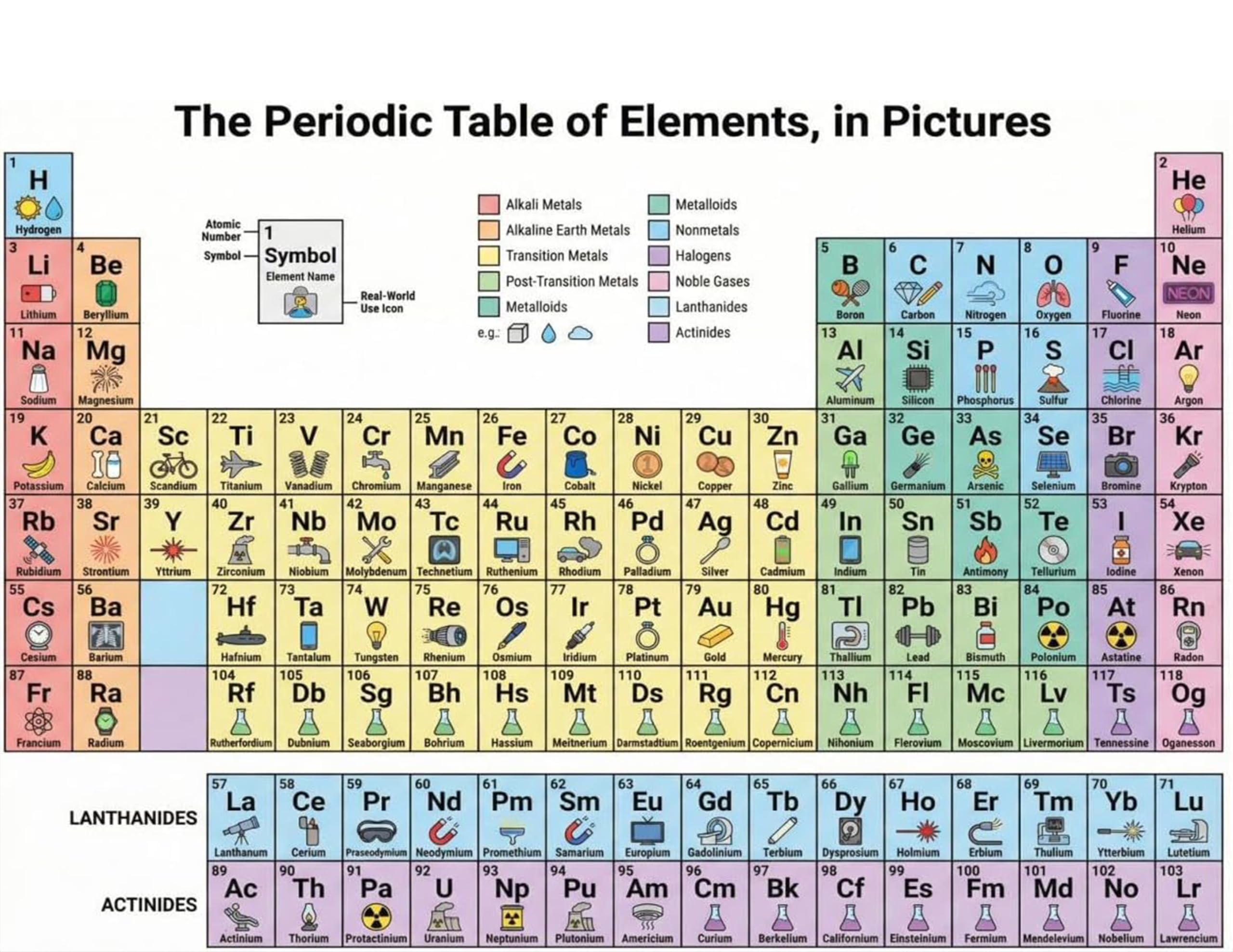 JELLY BEAN GENIUS Periodic Table of Elements Reference Chart – Laminated, Double-Sided 3-Ring Binder Insert (8.5 x 11