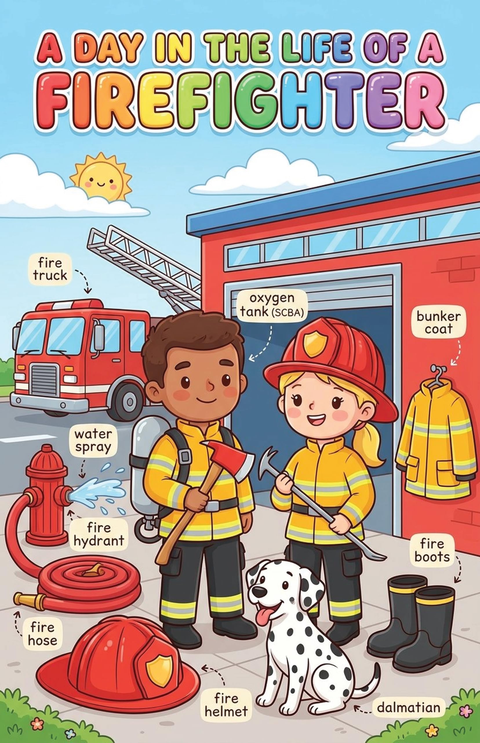 JELLY BEAN GENIUS Firefighter and Police Officer Poster for Kids – Laminated Double-Sided Community Helpers Career Wall Art