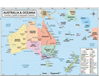 Australia & Oceania Map Poster for Kids - 2-Sided Laminated 8.5x11, Countries Capitals & Geographic Features with Blank