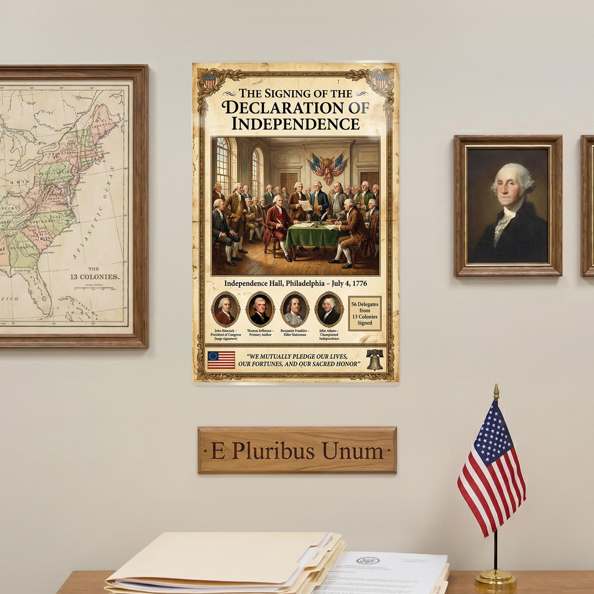 JELLY BEAN GENIUS Signing of the Declaration of Independence Poster - Historic Scene July 4 1776 - Laminated 11x17
