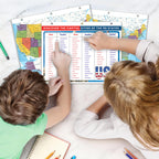 Detailed United States Map & States–Cities Reference Page – Laminated, Double-Sided 3-Ring Binder Insert – Durable Gloss