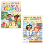 JELLY BEAN GENIUS Teacher and Scientist Mini Poster for Kids – Laminated Double-Sided Community Helpers Career Chart |