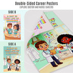 JELLY BEAN GENIUS Doctor and Nurse Poster for Kids – Laminated Double-Sided Community Helpers Career Wall Art & Educational