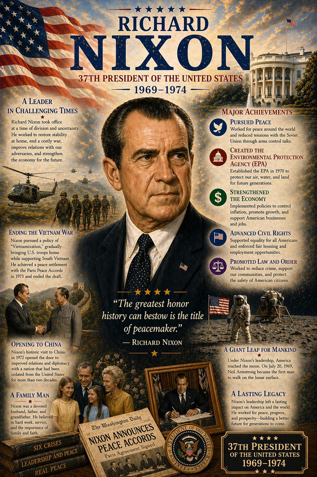 JELLY BEAN GENIUS Richard Nixon Poster (8.5x11 Laminated) – American Presidents Educational Series | 37th U.S. President Biography Chart | Classroom & Homeschool Learning Charts
