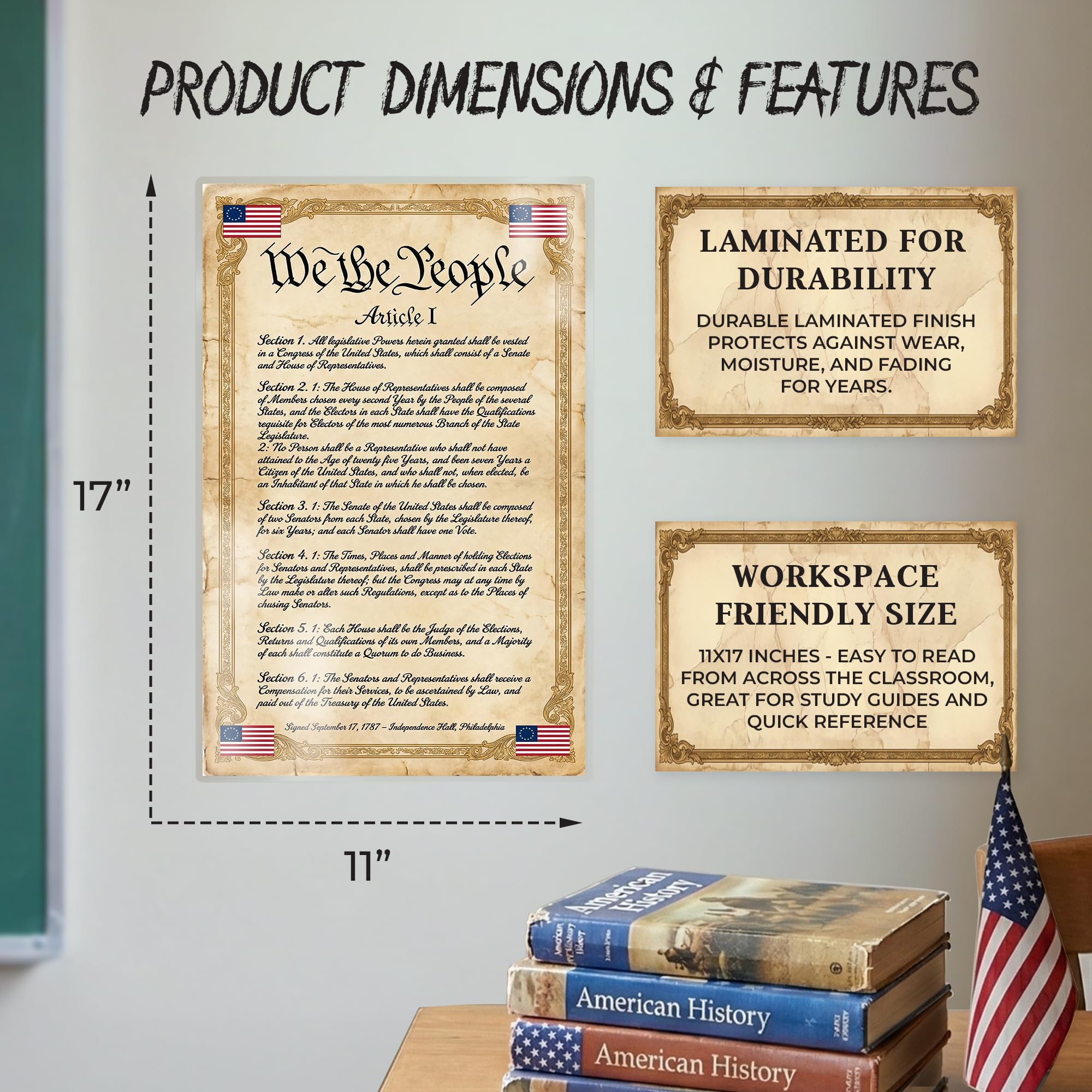 JELLY BEAN GENIUS Constitution Article I Poster - Legislative Branch Powers - Laminated 11x17 - Congress Senate House