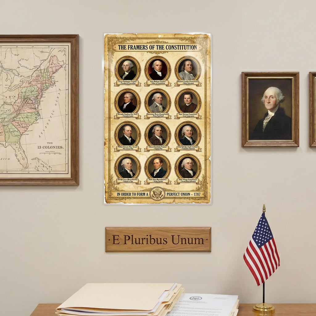 JELLY BEAN GENIUS Framers of the Constitution Poster - Founding Fathers Educational Wall Art - Laminated 11x17 - US History