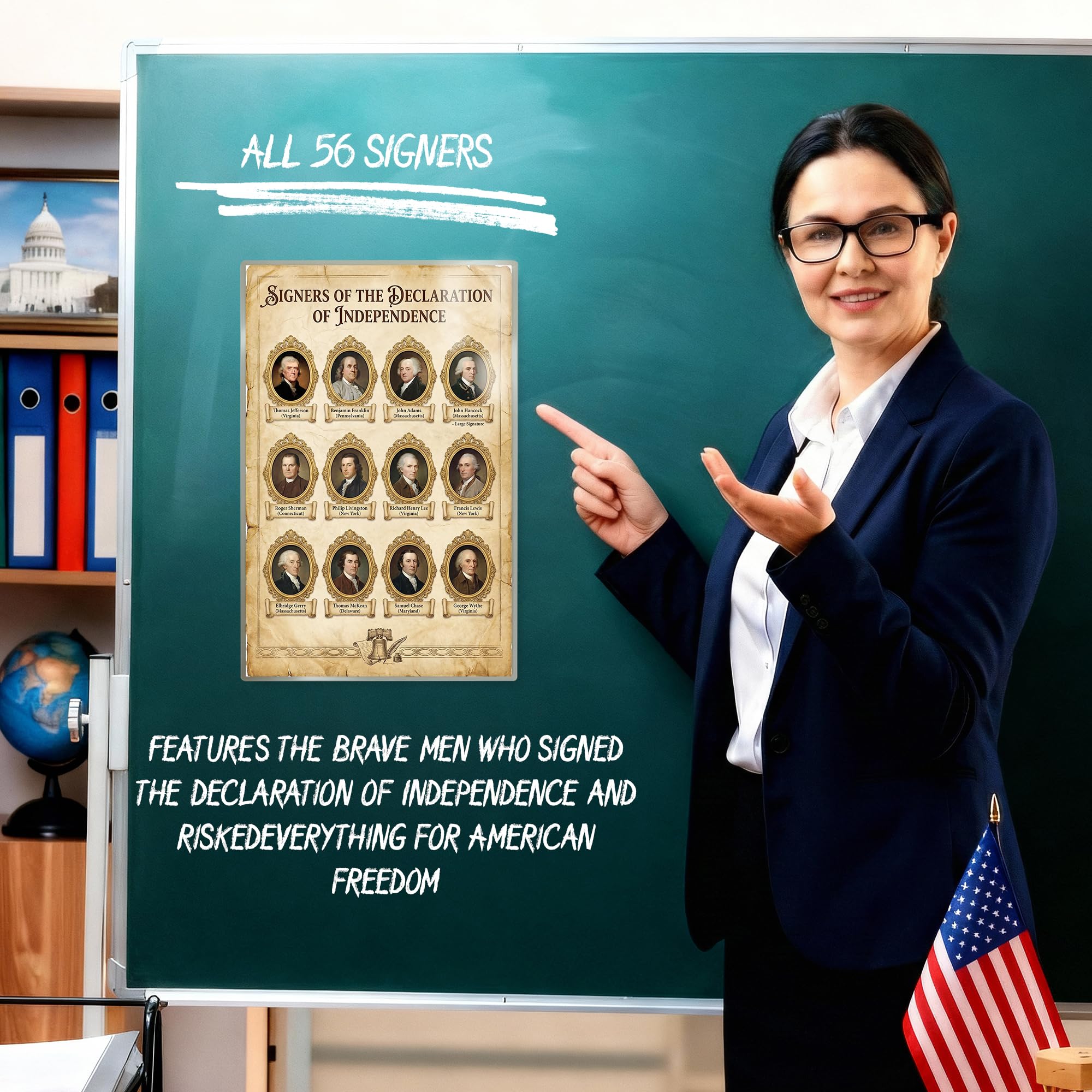 JELLY BEAN GENIUS Signers of the Declaration of Independence Poster – Influential 12 Signers – US History Classroom Chart –