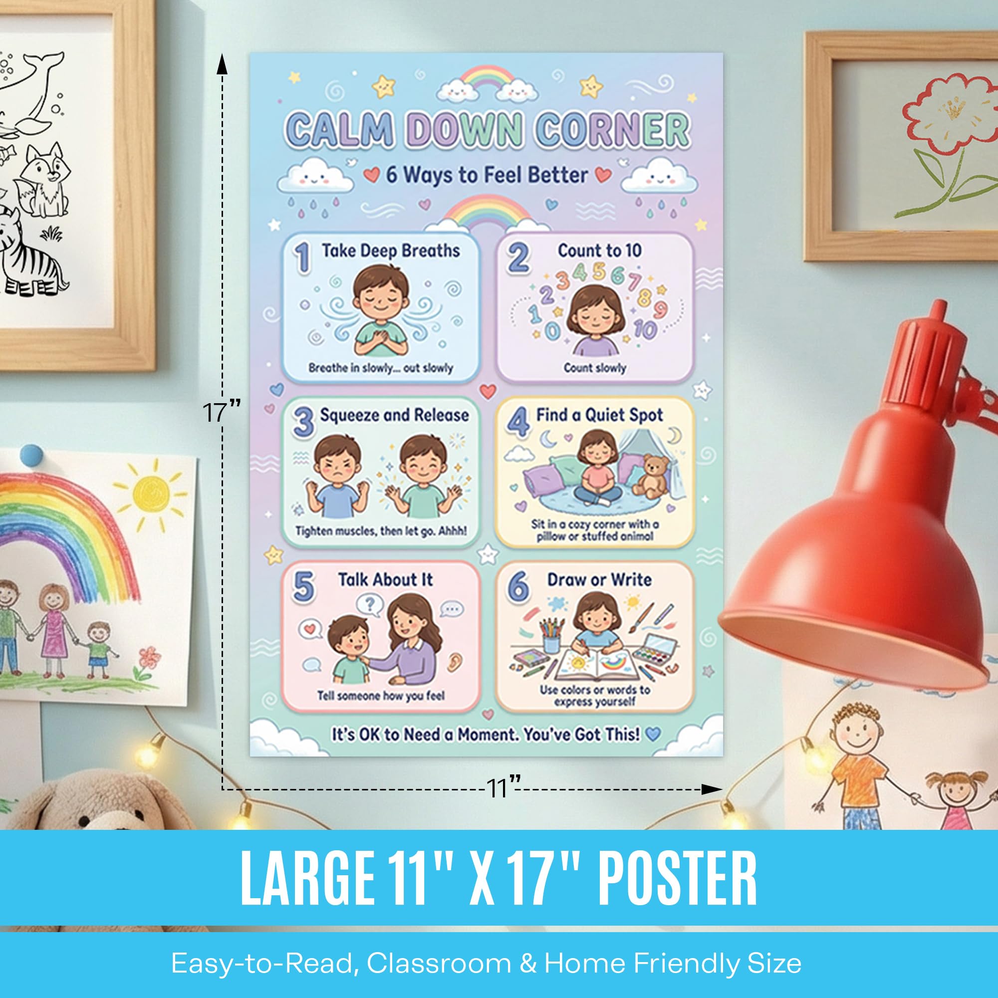 JELLY BEAN GENIUS 6 Ways to Feel Better Calming Poster for Kids – Coping Skills & Emotional Awareness Visual for Classroom