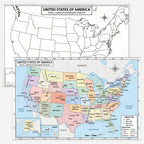 World Geography Map Set – 9-Pack Laminated 11x17 Dry Erase Study Maps | Double-Sided Classroom Learning Tools with Color