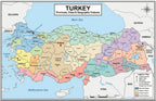 Turkey Map Poster 11x17 | Laminated Double-Sided Geography Chart with Color Map Front & Blank Outline Back | Reusable