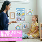 JELLY BEAN GENIUS 4 Breathing Exercises Poster for Kids – Balloon, Star, Flower & Box Breathing Emotional Awareness Visual