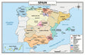 Spain Map Poster 11x17 | Laminated Double-Sided Geography Chart with Color Map Front & Blank Outline Back | Reusable