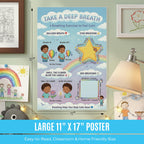 JELLY BEAN GENIUS 4 Breathing Exercises Poster for Kids – Balloon, Star, Flower & Box Breathing Emotional Awareness Visual