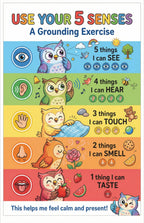 JELLY BEAN GENIUS 5-4-3-2-1 Grounding Poster for Kids – 5 Senses Calm Down Technique, Calm Corner Classroom Decor, SEL
