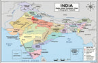 India Map Poster 11x17 | Laminated Double-Sided Geography Chart with Color Map Front & Blank Outline Back | Reusable