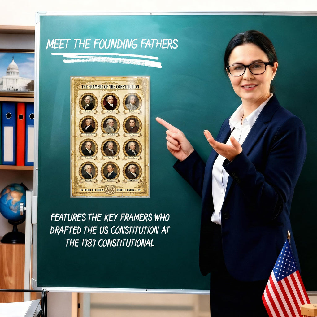 JELLY BEAN GENIUS Framers of the Constitution Poster - Founding Fathers Educational Wall Art - Laminated 11x17 - US History