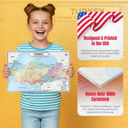 Turkey Map Poster 11x17 | Laminated Double-Sided Geography Chart with Color Map Front & Blank Outline Back | Reusable