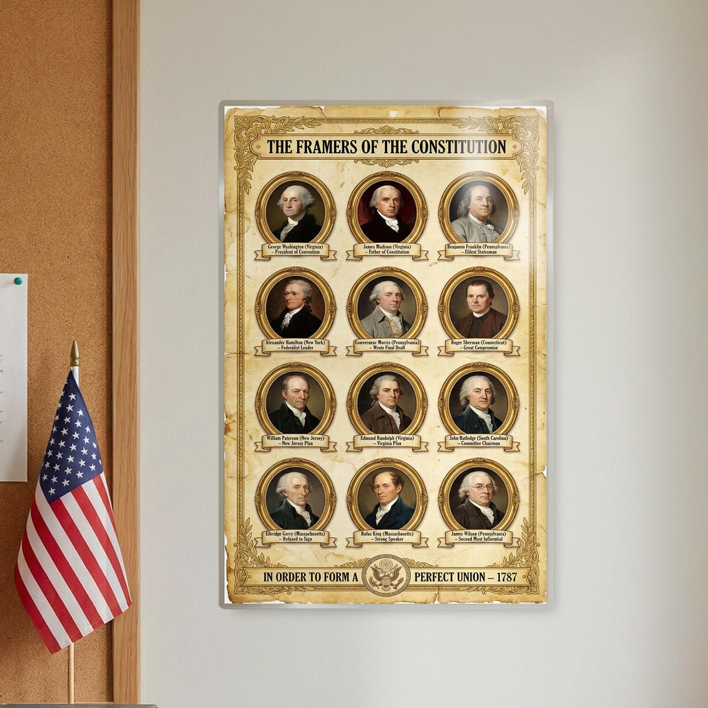 JELLY BEAN GENIUS Framers of the Constitution Poster - Founding Fathers Educational Wall Art - Laminated 11x17 - US History