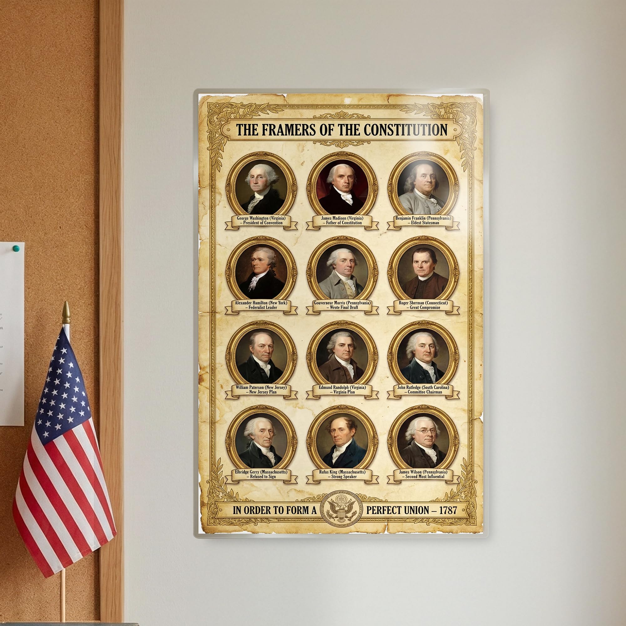 JELLY BEAN GENIUS Framers of the Constitution Poster - Founding Fathers Educational Wall Art - Laminated 11x17 - US History