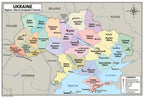 Ukraine Map Poster for Kids - Educational Geography Wall Art with 27 Oblasts, Capitals & Major Cities - Laminated