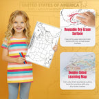 World Geography Map Set – 9-Pack Laminated 11x17 Dry Erase Study Maps | Double-Sided Classroom Learning Tools with Color