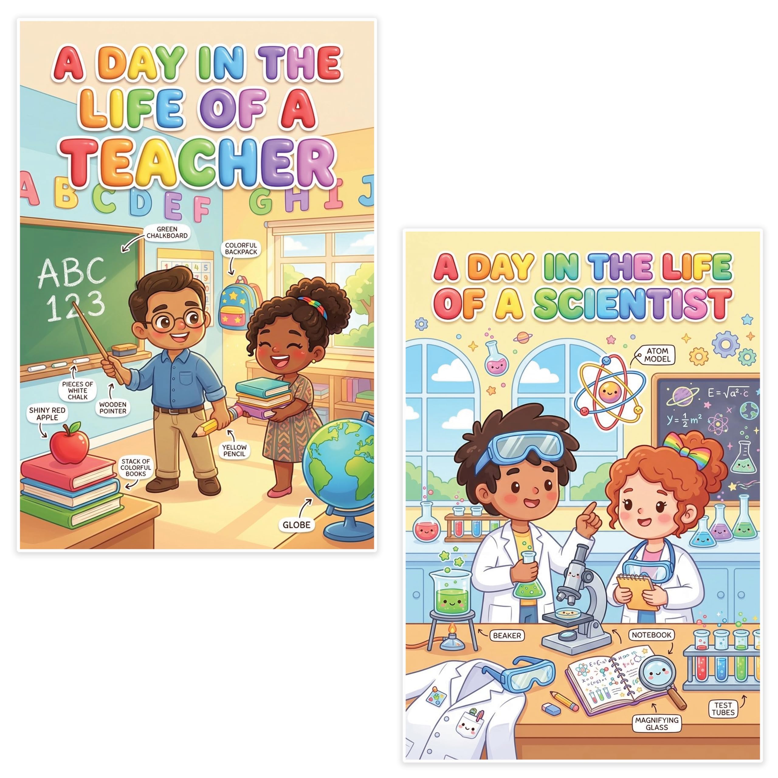 JELLY BEAN GENIUS Teacher and Scientist Poster for Kids – Laminated Double-Sided Community Helpers Career Wall Art &