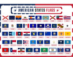 United States Map with All 50 State Flags – Laminated, Double-Sided 3-Ring Binder Insert – Durable Gloss Reference Page for