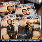 US Presidents Posters, 47-Piece American History Set, 8.5x11 Laminated