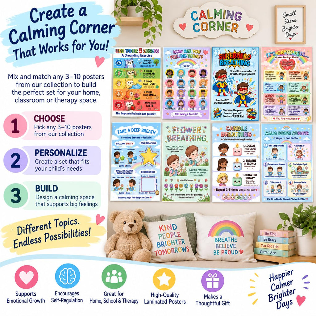 Calm Down Corner Posters, Choose Any 3-10 SEL Posters, Laminated 11x17