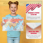 Laminated map of Asia poster with country labels and a printed QR code for audio lessons. — view 3