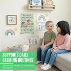 JELLY BEAN GENIUS Smell the Flower Blow the Pinwheel Breathing Poster for Kids – Deep Breathing & Emotional Awareness