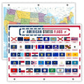 Detailed United States Map with State Flags – Laminated, Double-Sided 3-Ring Binder Insert – Durable Gloss Reference Chart