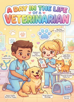 JELLY BEAN GENIUS Dentist and Veterinarian Mini Poster for Kids – Laminated Double-Sided Community Helpers Career Chart |