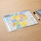 Germany Map Poster, States & Capitals, Double-Sided Laminated, 11x17