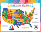 Updated United States Map & States–Cities Reference Page – Laminated, Double-Sided 3-Ring Binder Insert – Durable Gloss
