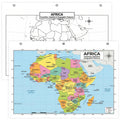 Africa Map Poster for Kids - 2-Sided Laminated 8.5x11, Countries Capitals & Geographic Features with Blank Practice Map