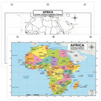 Africa Map Poster for Kids - 2-Sided Laminated 8.5x11, Countries Capitals & Geographic Features with Blank Practice Map