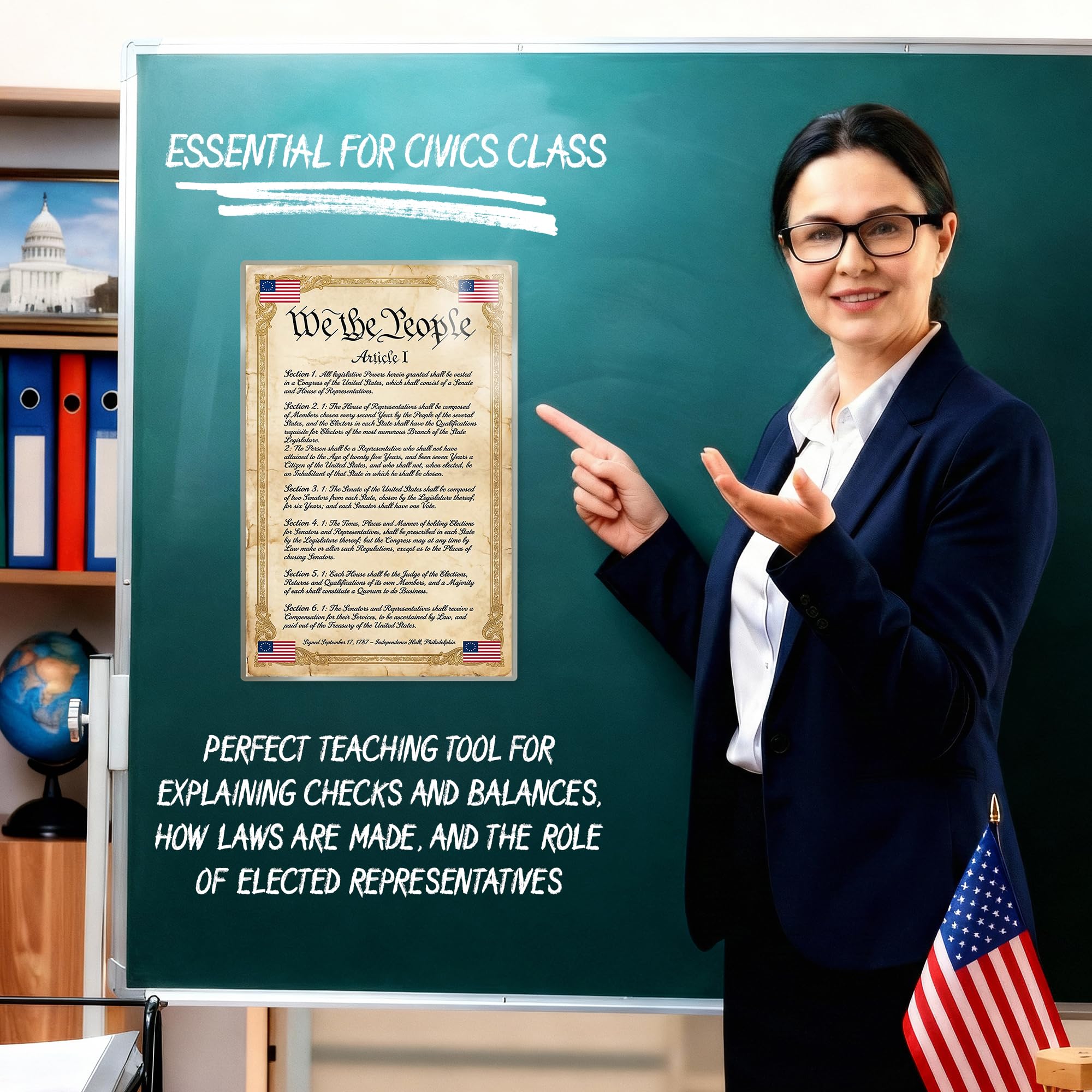 JELLY BEAN GENIUS Constitution Article I Poster - Legislative Branch Powers - Laminated 11x17 - Congress Senate House
