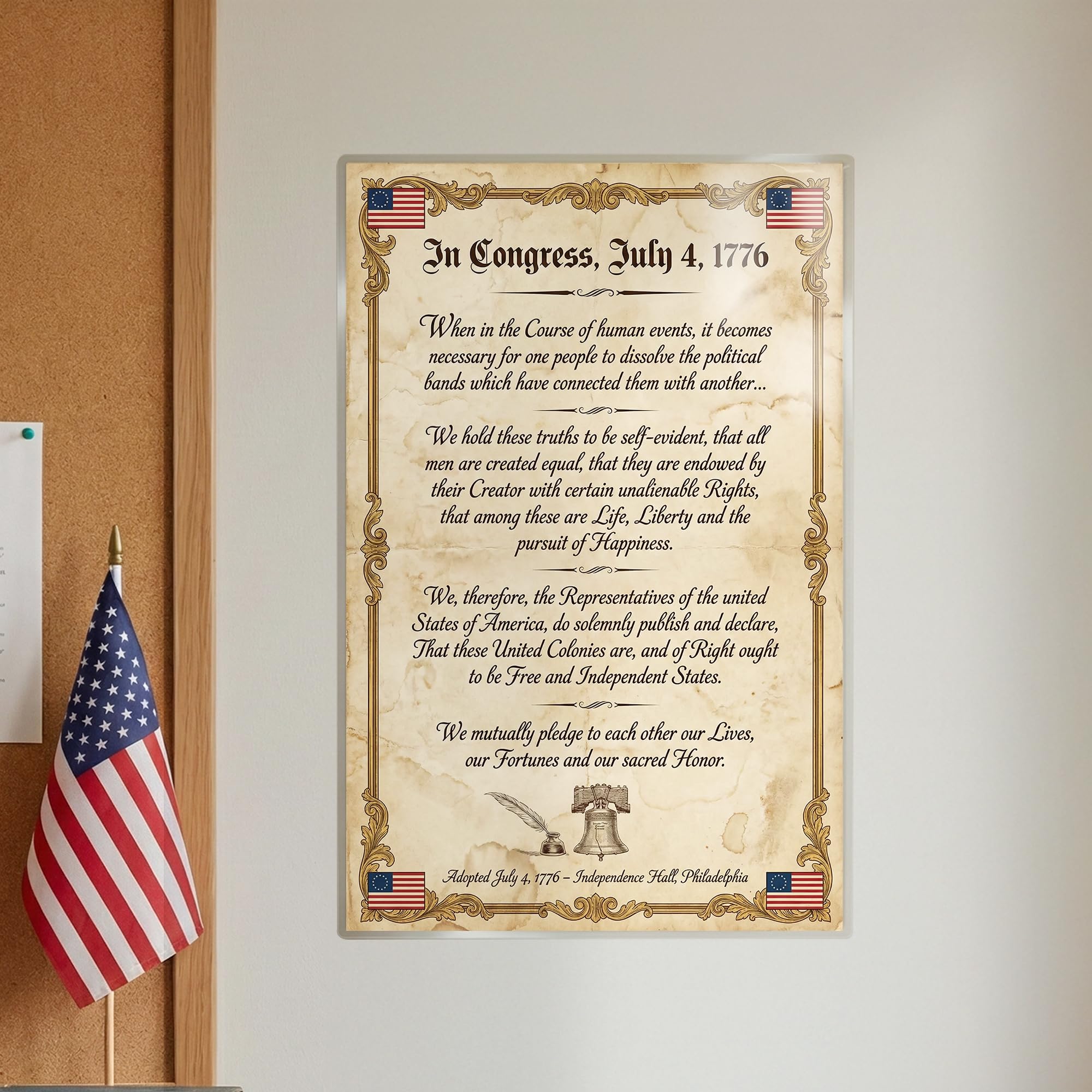 JELLY BEAN GENIUS Declaration of Independence Original Document Poster - Historic Text Replica - Laminated 11x17 - Founding