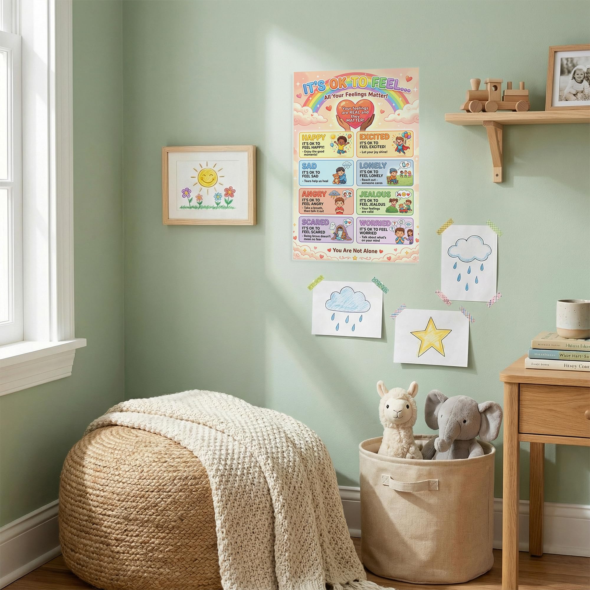 JELLY BEAN GENIUS Emotional Awareness Poster for Kids – Social Emotional Learning Visual for Classroom & Home Calm Down