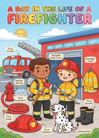 JELLY BEAN GENIUS Firefighter and Police Officer Mini Poster for Kids – Laminated Double-Sided Community Helpers Career